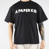 T-shirt Nero con stampa logo Relaxed Fit S6PKUATH154 110 A PAPER KID 