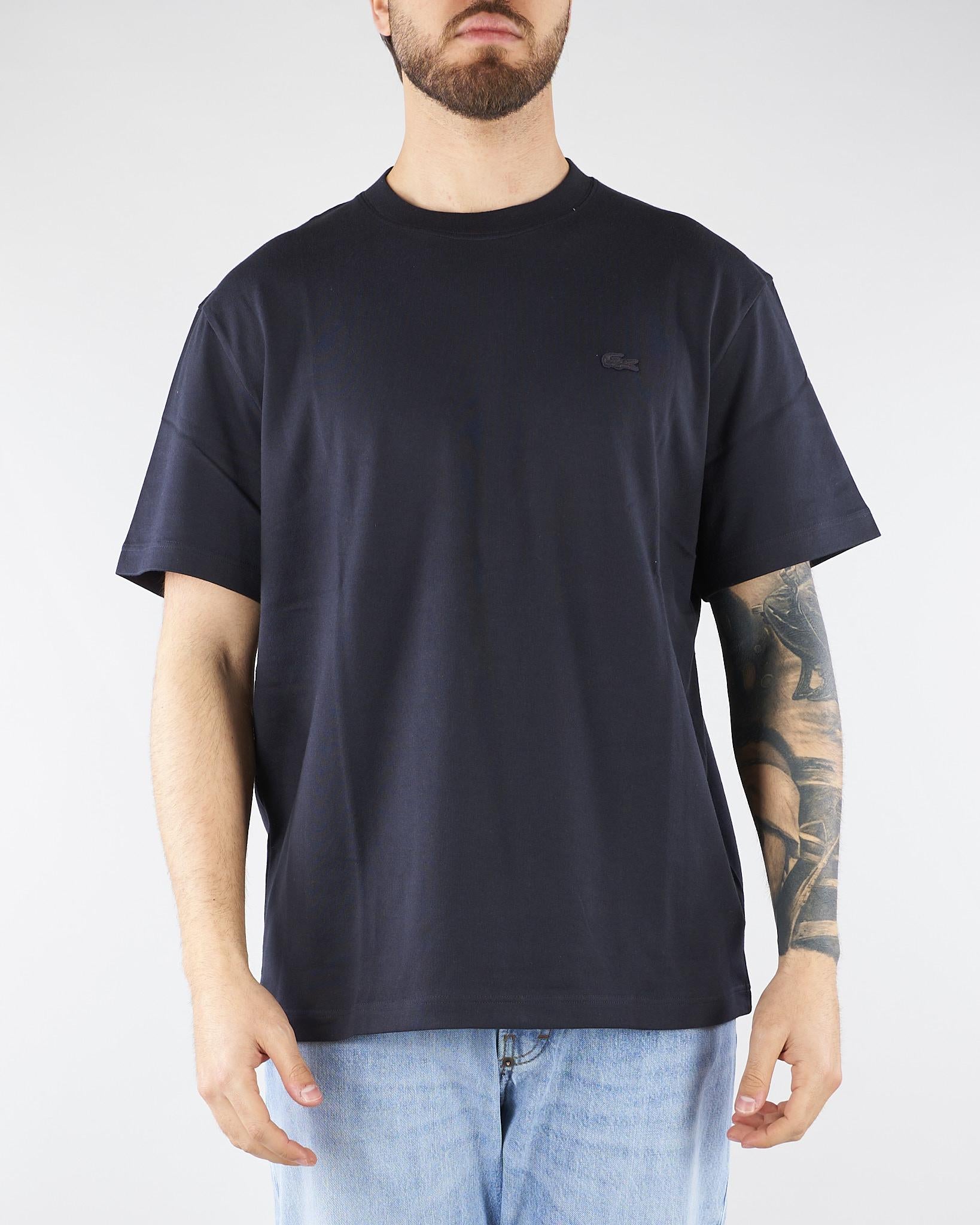 T-shirt Blu in cotone con stampa sul retro TH1750 350 LACOSTE 