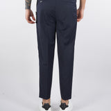 Pantalone Robin blu in fresco lana con doppia pences