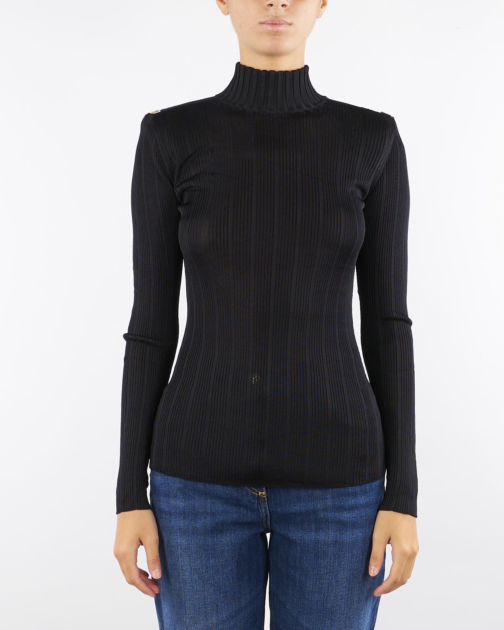 Maglia Nero in filato di viscosa con dettagli logo MK22S56E2 110 ELISABETTA FRANCHI 