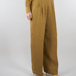 Pantalone Senape ampio in batavia di lino MSTSUMERO 29 MAX MARA STUDIO 