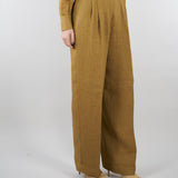 Pantalone Senape ampio in batavia di lino MSTSUMERO 29 MAX MARA STUDIO 