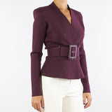 Giacca Merlot in maglia con cintura MK48S57E2 EA4 ELISABETTA FRANCHI 