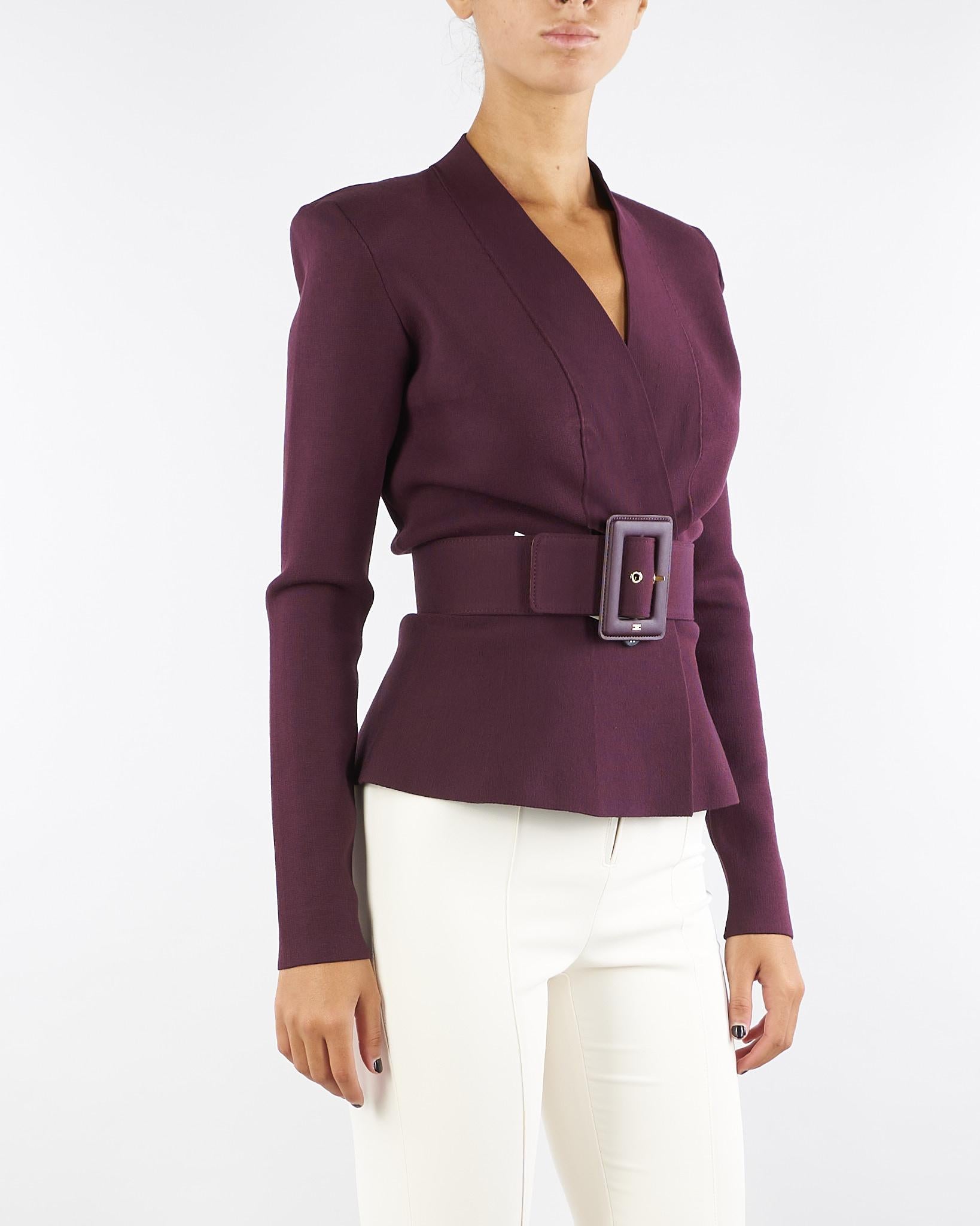 Giacca Merlot in maglia con cintura MK48S57E2 EA4 ELISABETTA FRANCHI 