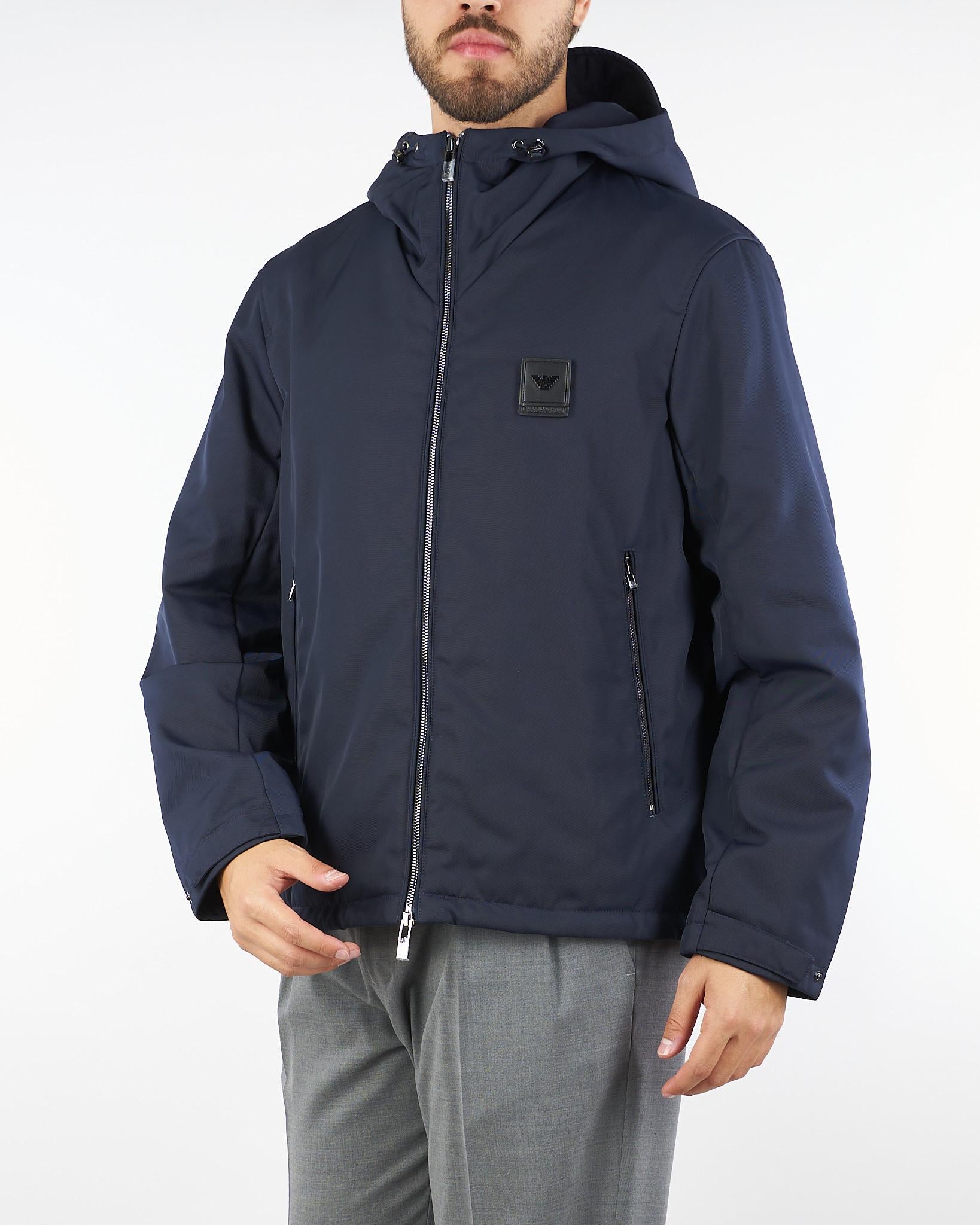 Giubbotto Blu con cappuccio in nylon EM003417AF18264 UB118 EMPORIO ARMANI 