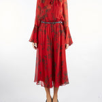 Abito Rosso a fantasia floreale in chiffon di pura seta KLENIA 1 MAX MARA STUDIO 