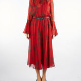 Abito Rosso a fantasia floreale in chiffon di pura seta KLENIA 1 MAX MARA STUDIO 