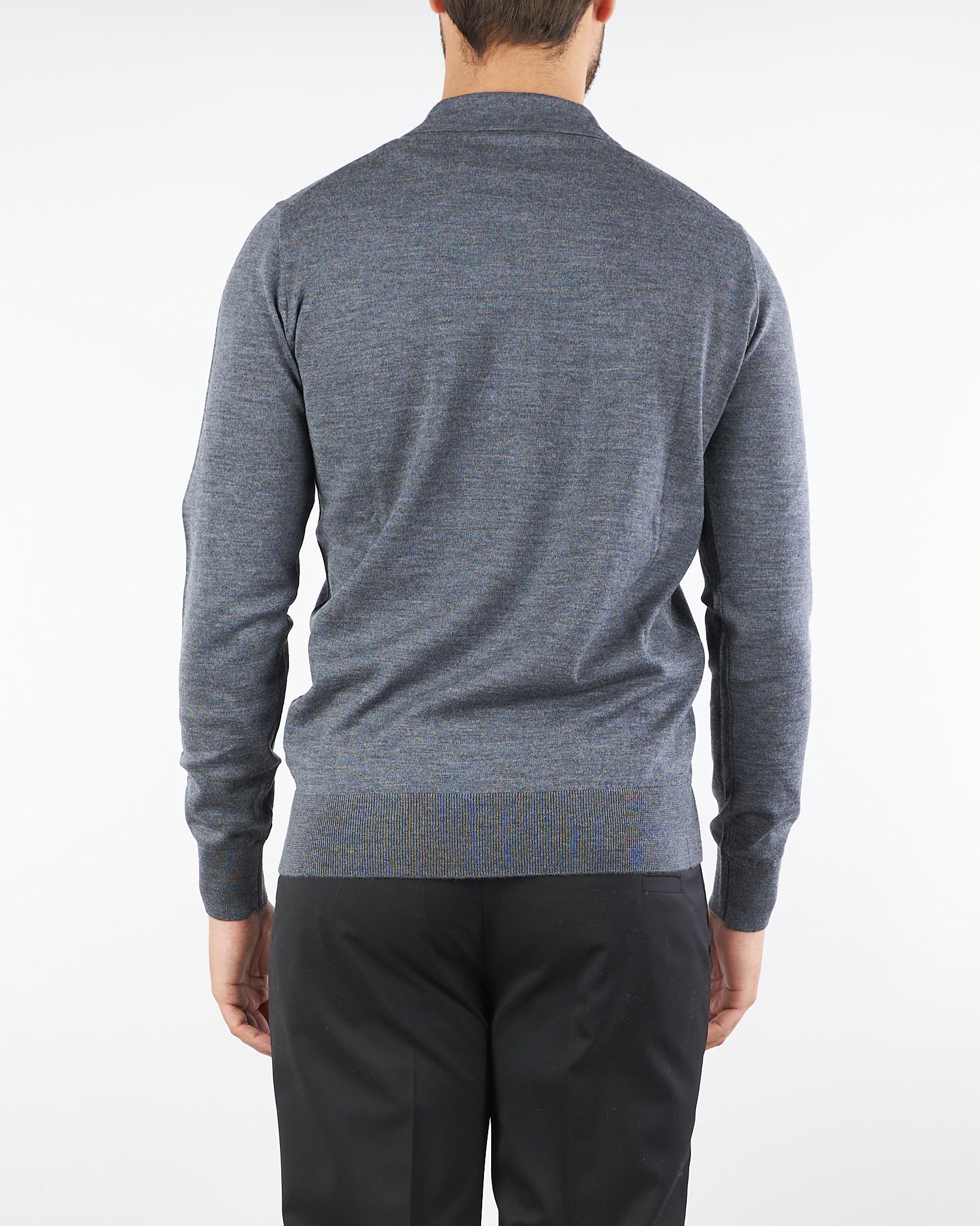 Maglia Polo Grigio in lana merinos extrafine A010F001 8995 PAOLO PECORA 