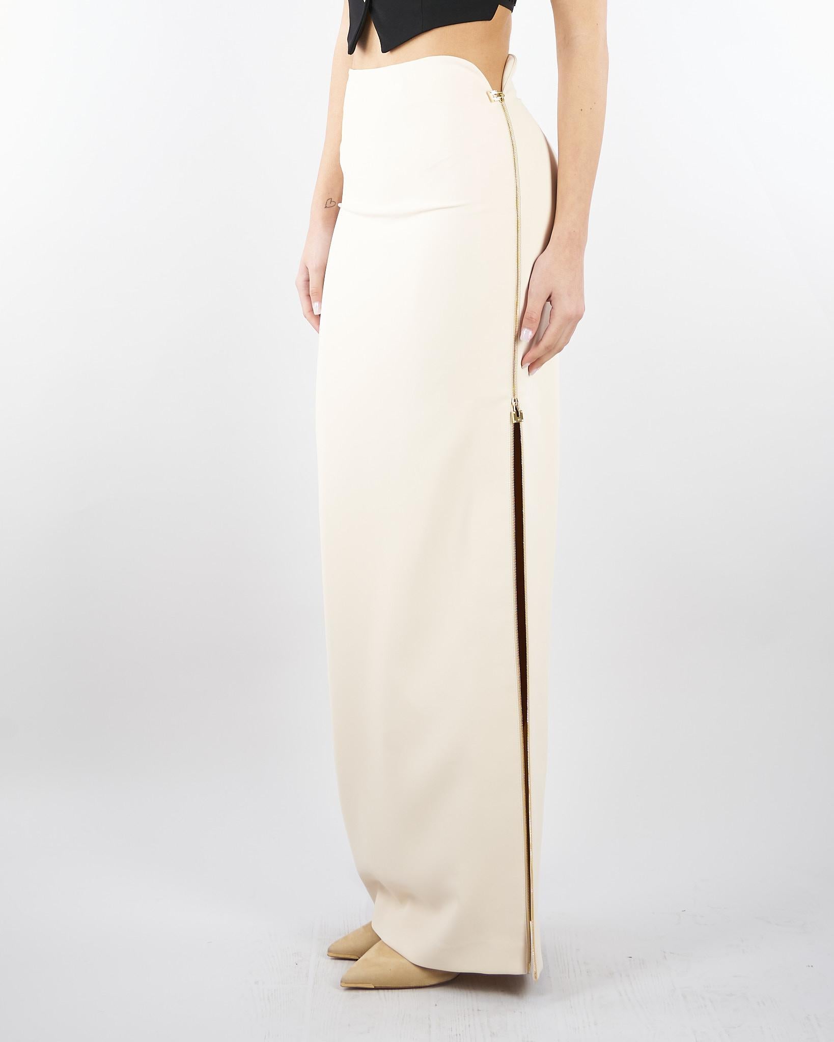 Gonna Burro in crêpe leggero con zip gioiello GO16561E2 193 ELISABETTA FRANCHI 