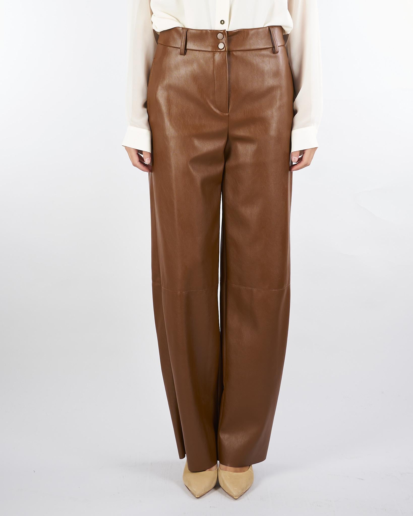 Pantaloni Cuoio in jersey spalmato LORD 1 PENNY BLACK 