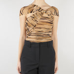 Body Cammello in jersey con stampa tigre BO03362E2 470 ELISABETTA FRANCHI 
