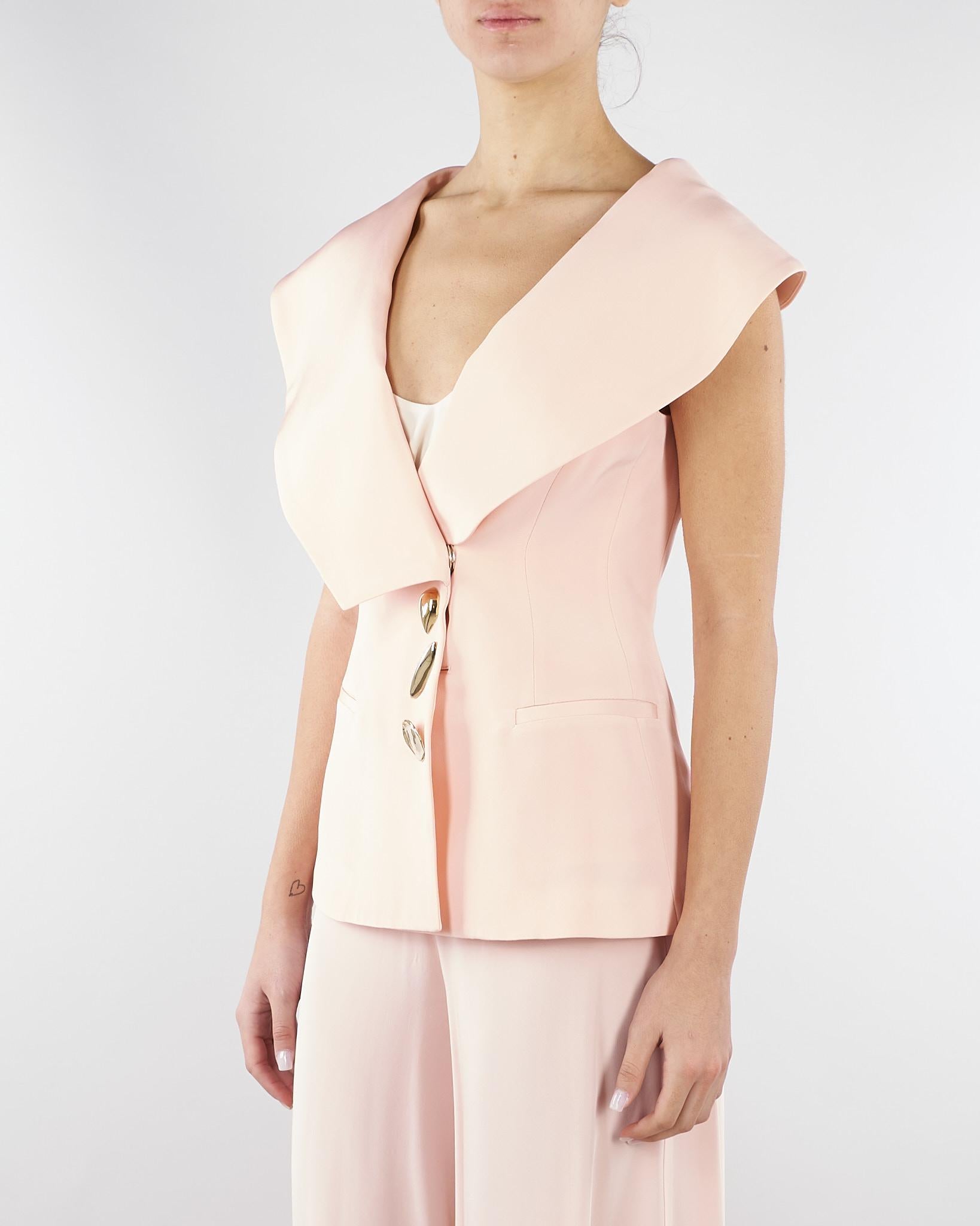 Giacca Rosa in cady senza maniche con ampio scollo GI01401TVIS0026 V0697 SIMONA CORSELLINI 