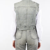 Gilet in Denim Grigio con Glitter DF5052 90 VICOLO 