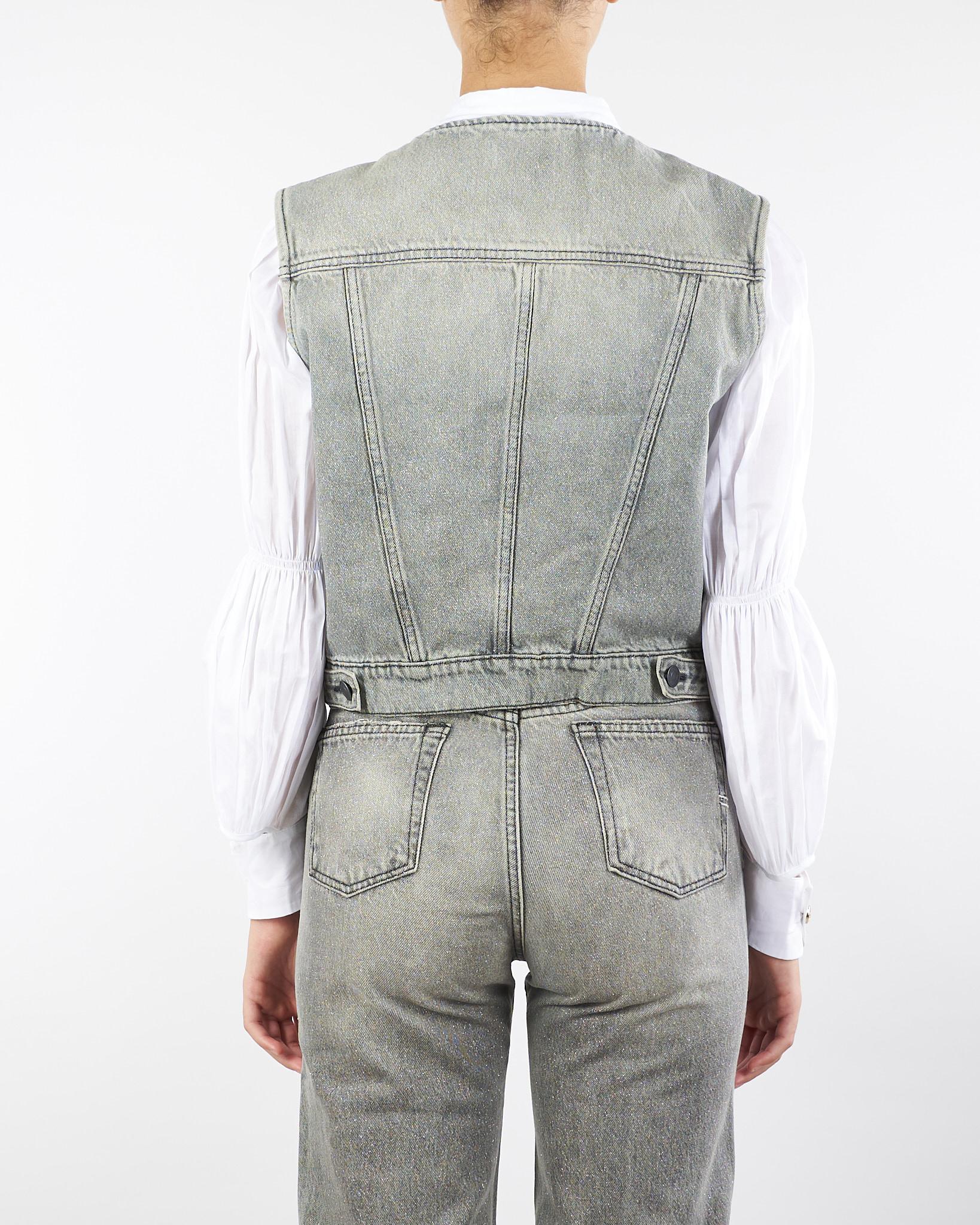 Gilet in Denim Grigio con Glitter DF5052 90 VICOLO 
