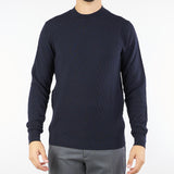 Maglia jacquard Blu in pura lana rasata A033F009 6462 PAOLO PECORA 