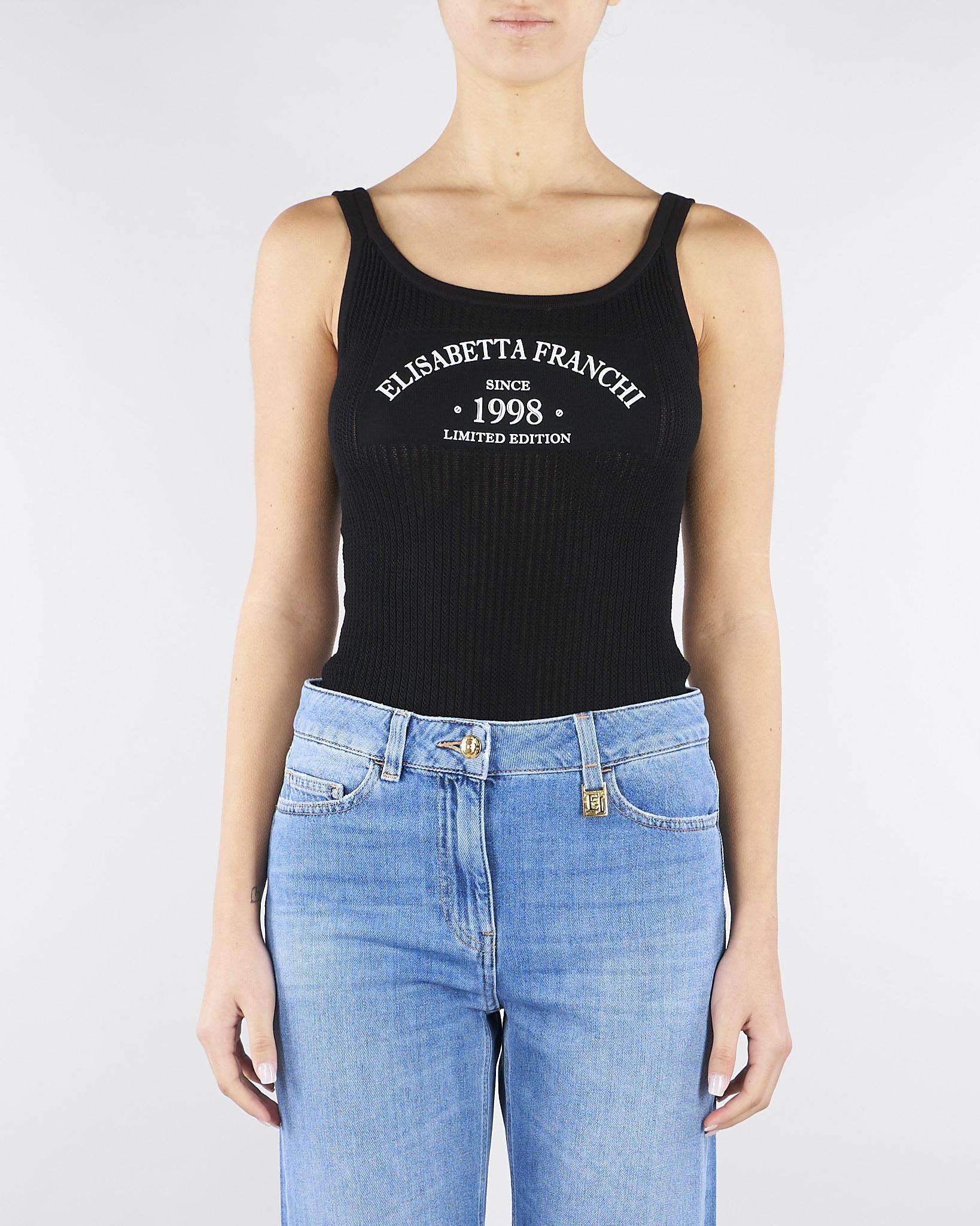 Body Nero in maglia con logo stampato BK81Q61E2 110 ELISABETTA FRANCHI 