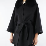 Cappotto Nero in pura lana e cashmere con inserti in vera pelliccia AL407 99 ATELIER LEGORA 