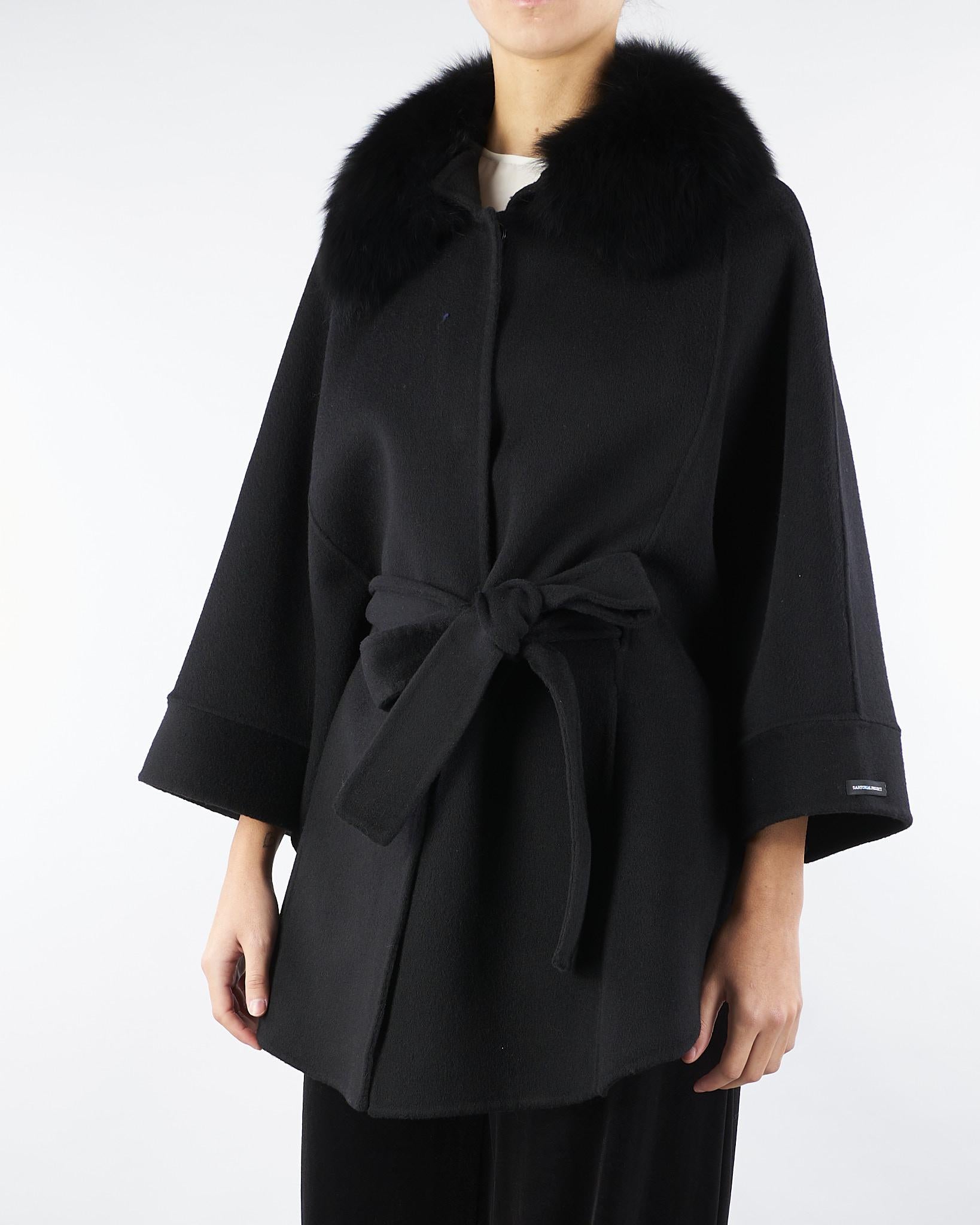 Cappotto Nero in pura lana e cashmere con inserti in vera pelliccia AL407 99 ATELIER LEGORA 