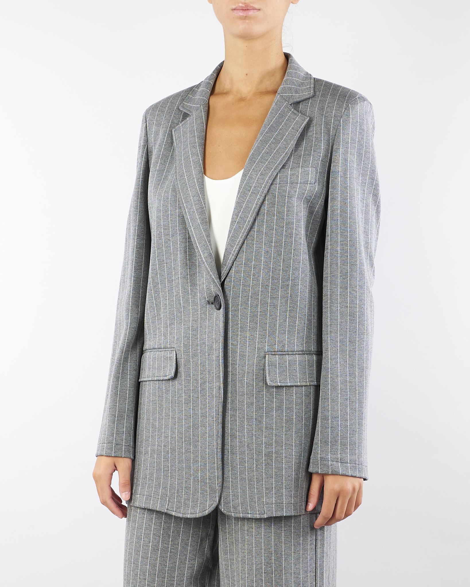 Blazer Grigio in jersey gessato MANIA 1 PENNY BLACK 
