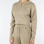 Maglia cropped Beige con cappuccio 2K0339K207 B848 PATRIZIA PEPE 
