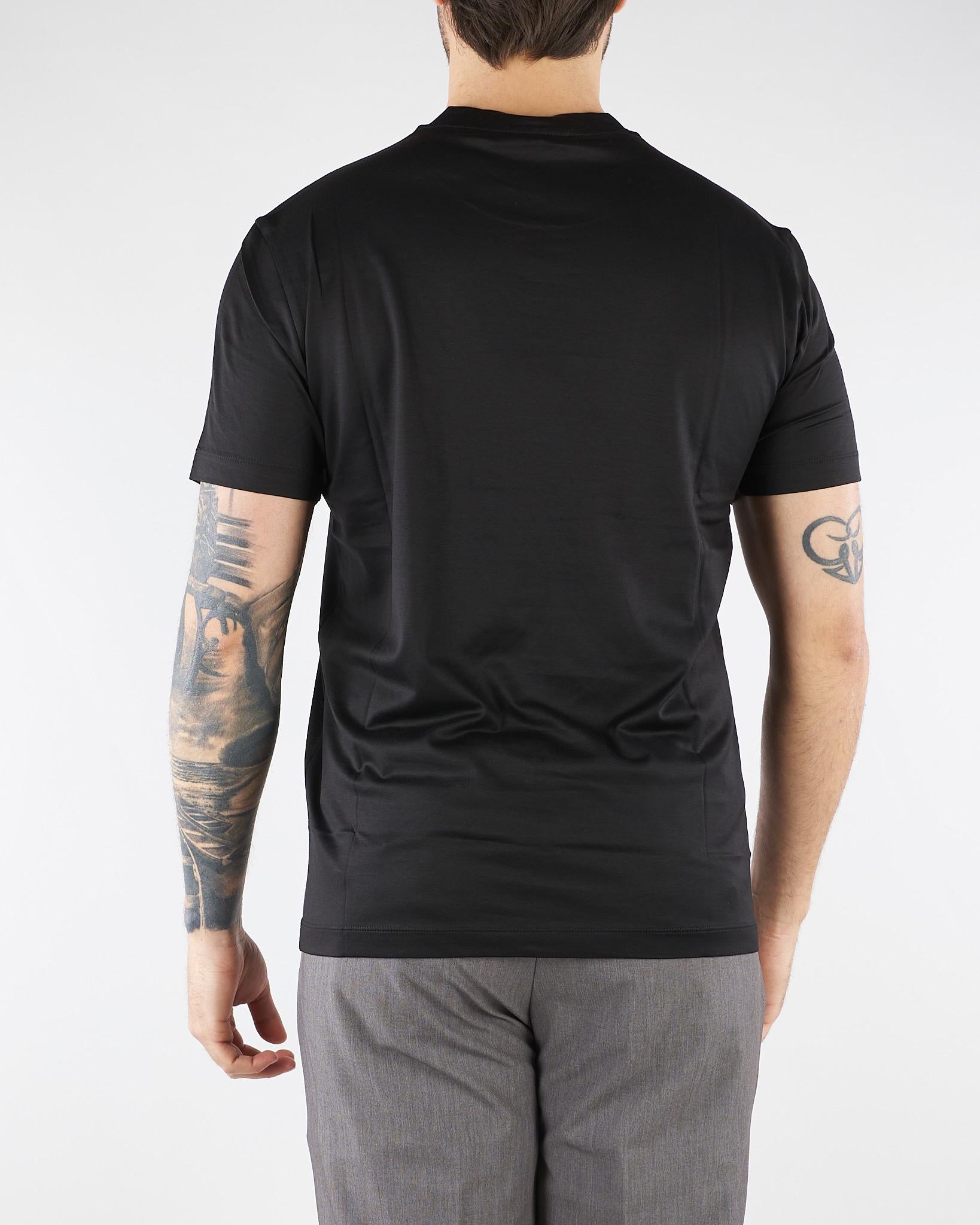 T-shirt Nero in misto lyocell e cotone con logo al fondo EM006691AF10017 UC001 EMPORIO ARMANI 