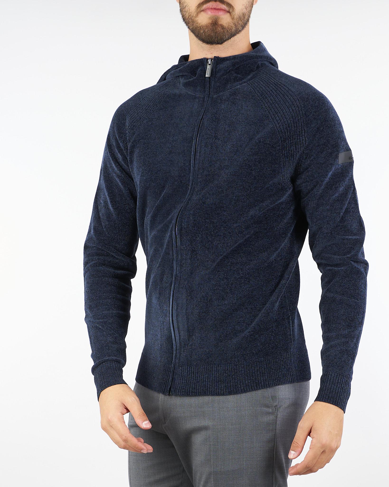 Maglia Blu Velvet Hood Zip Knit W25136 60 RRD 