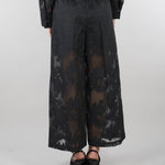Pantalone Nero con ricami M6ER04 100 MEIMEIJ 