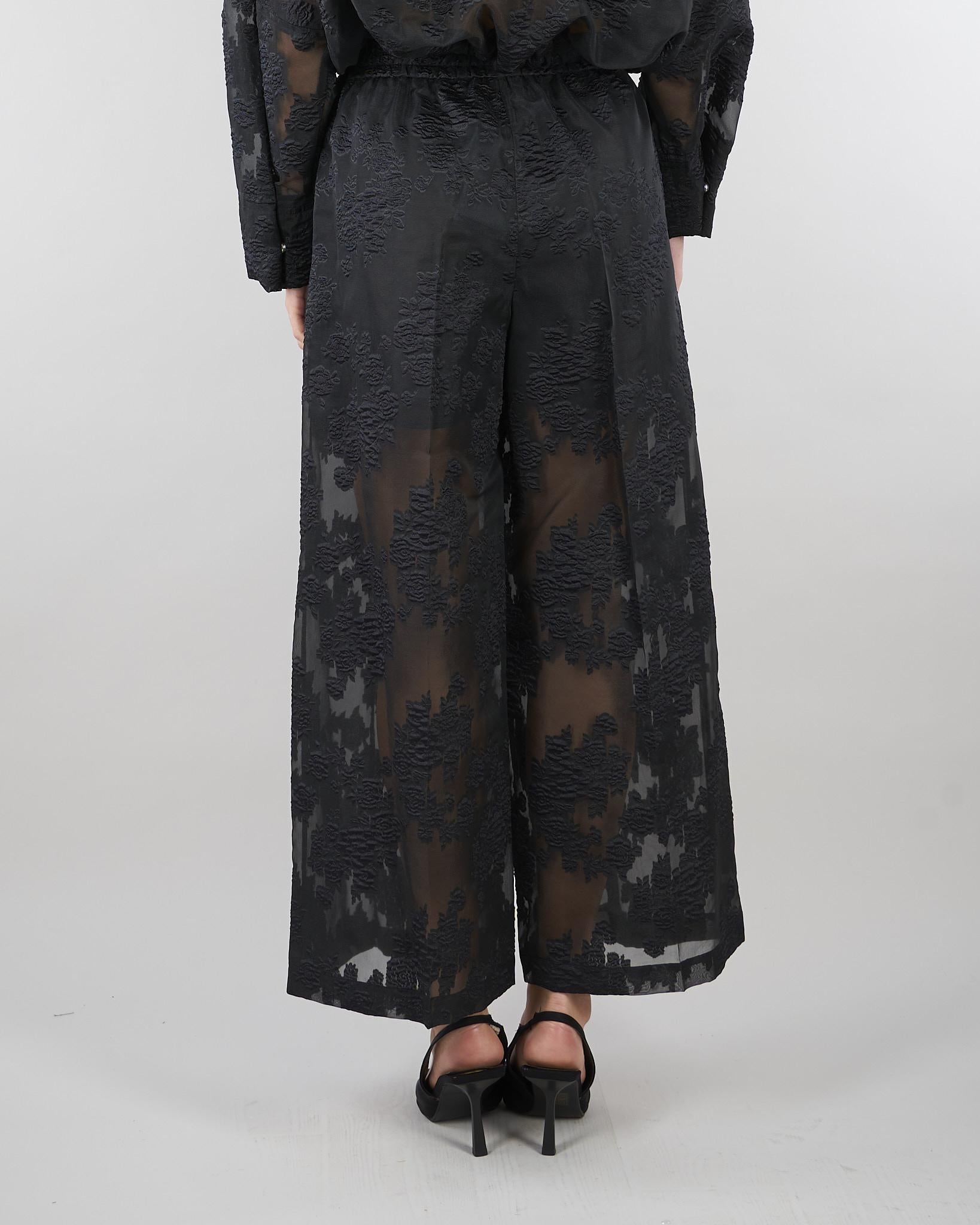 Pantalone Nero con ricami M6ER04 100 MEIMEIJ 