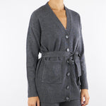 Cardigan Antracite in blend di lana GRAMMO 5 PENNY BLACK 