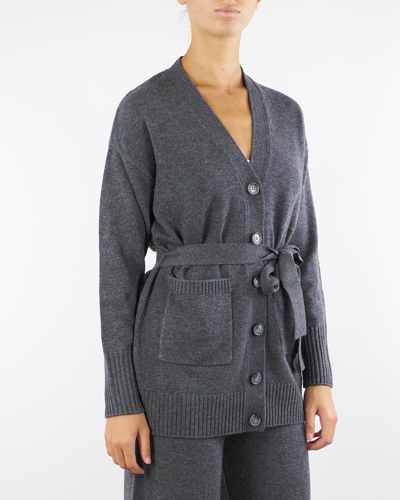 Cardigan Antracite in blend di lana GRAMMO 5 PENNY BLACK 
