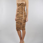 Abito Cammello in jersey con stampa tigre AB94562E2 470 ELISABETTA FRANCHI 