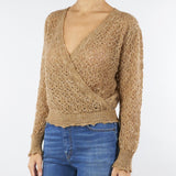Maglia Caramello in mohair con scollo a V e incrocio TT3200 498 TWIN SET 