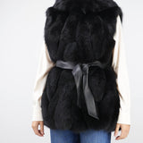 Gilet in vera pelliccia di volpe con cintura Les Noir