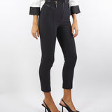 Pantaloni Nero in crêpe con dettagli zip PA11956E2 110 ELISABETTA FRANCHI 