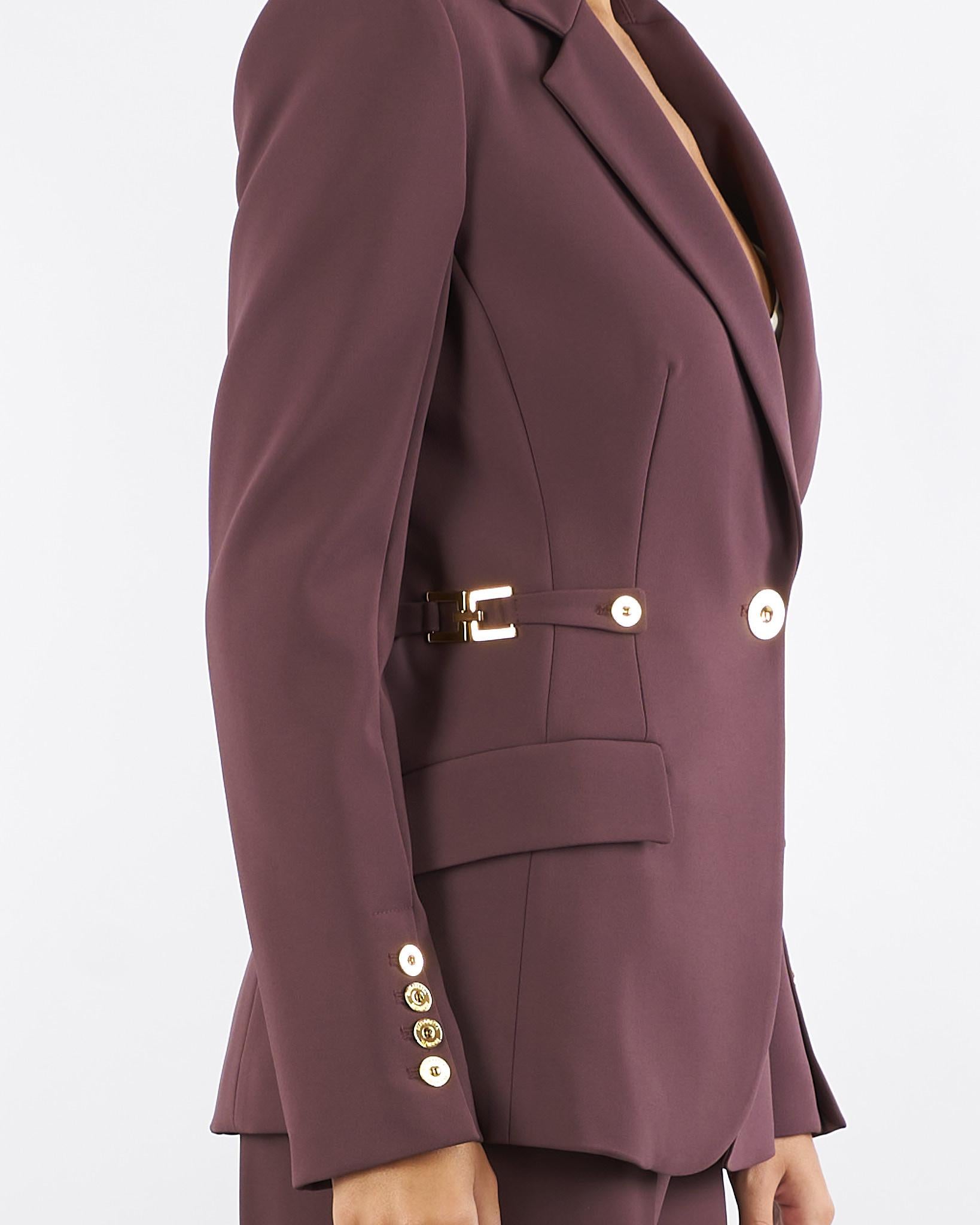 Giacca Merlot in crêpe leggero con dettagli gioiello GI17556E2 EA4 ELISABETTA FRANCHI 