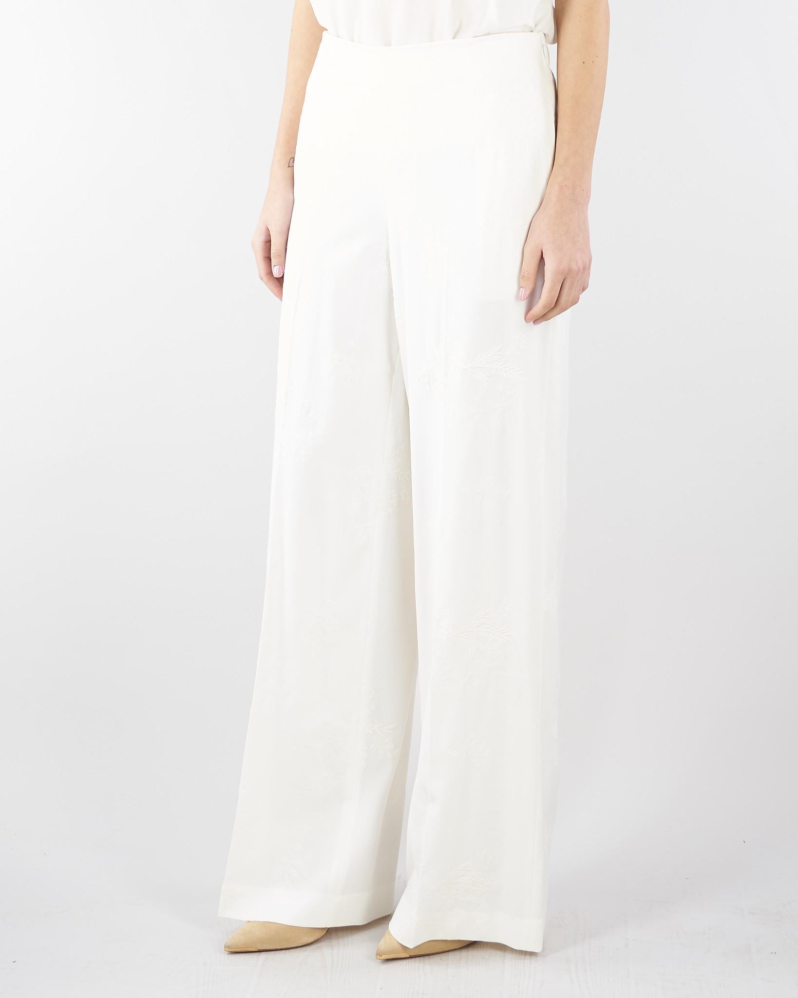 Pantaloni Bianco a palazzo ricamati TE2023 381 TWIN SET 