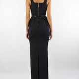 Abito Nero Red Carpet in maglia con baschina AM69S56E2 110 ELISABETTA FRANCHI 