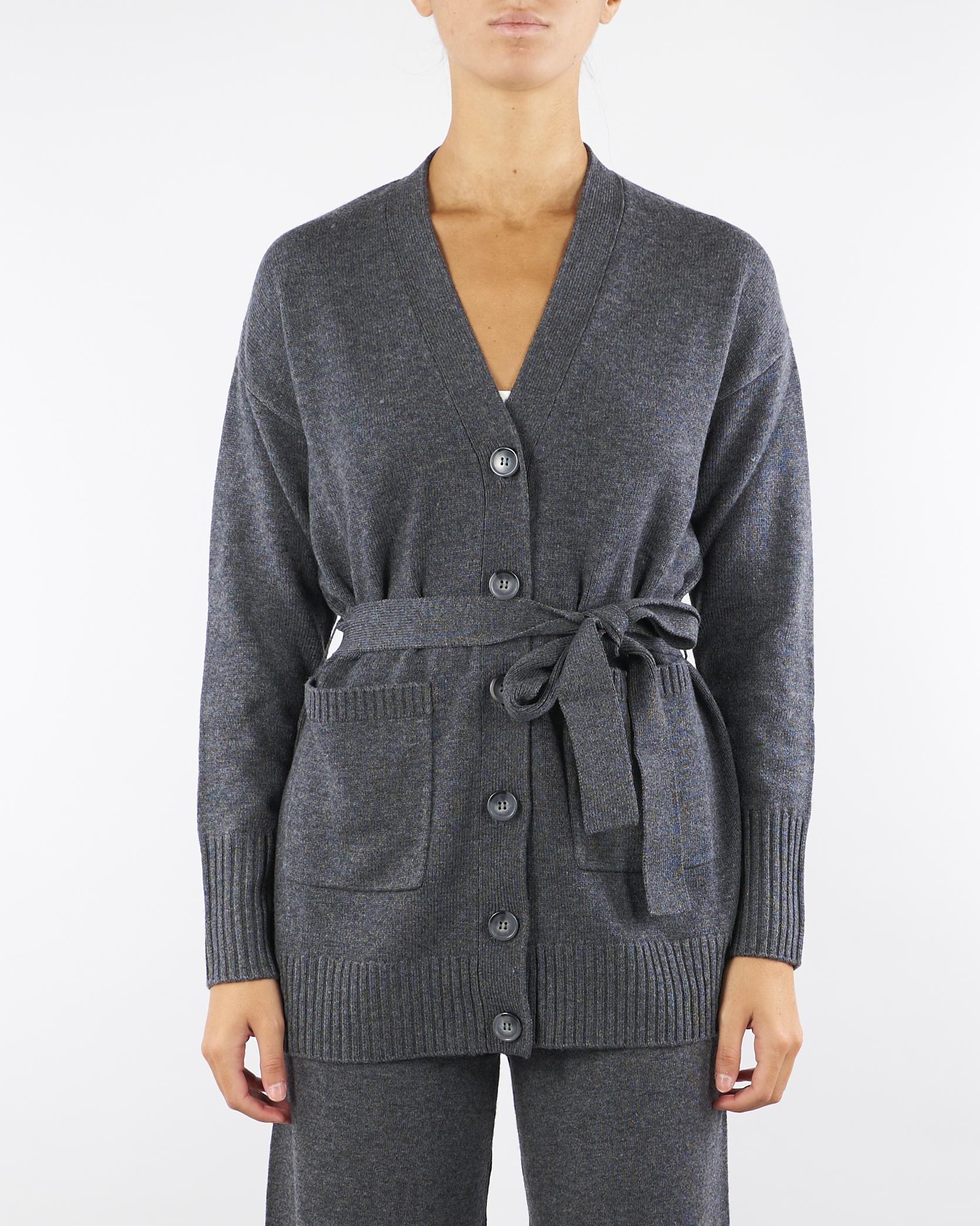 Cardigan Antracite in blend di lana GRAMMO 5 PENNY BLACK 