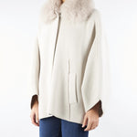 Mantella Mastice in pura lana merinos con inserti in vera pelliccia P2512VO 28 GIOVI 