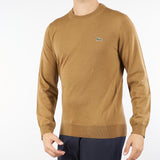 Maglia Caramello in misto lana rasata con iconico logo AH3225M DPC LACOSTE 