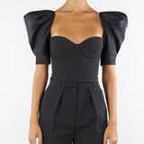 Top Nero in crêpe e duchesse TO02656E2 110 ELISABETTA FRANCHI 