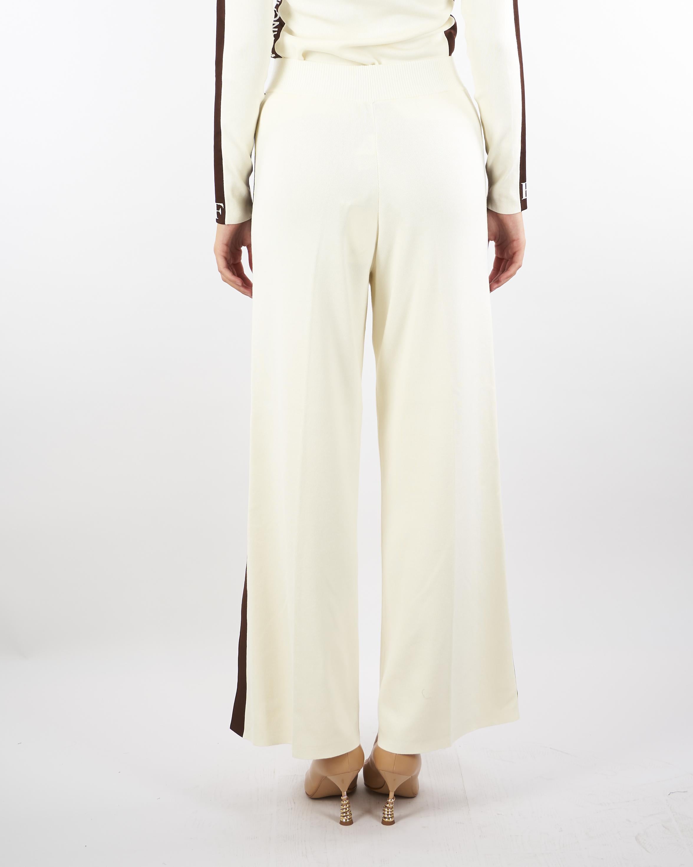 Pantaloni Milk-Coffee in viscosa con bande lucide KP69S56E2 EG2 ELISABETTA FRANCHI 