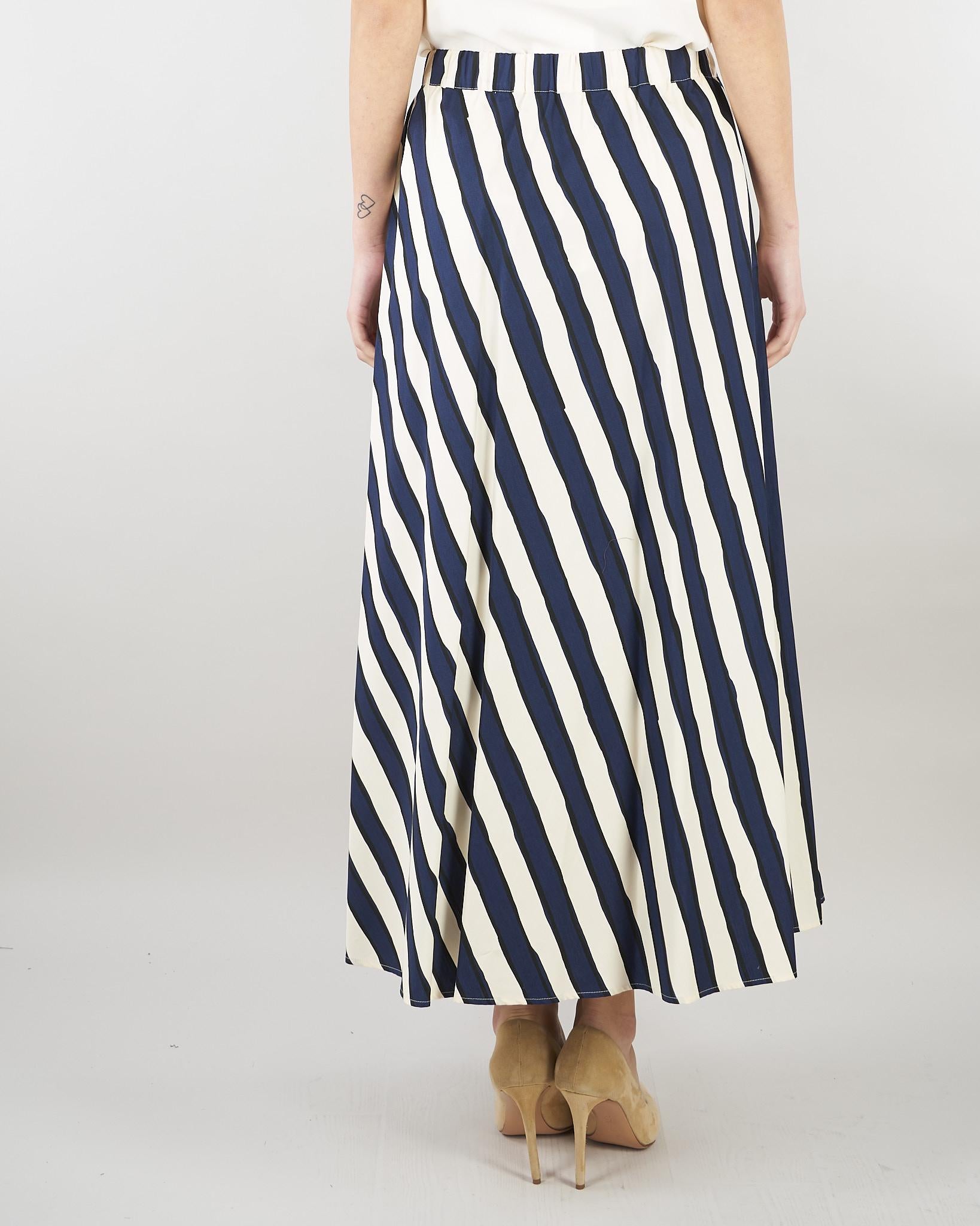 Gonna a pieghe Blu-Panna in popeline stampato WKDUOMO 6 MAX MARA WEEKEND 