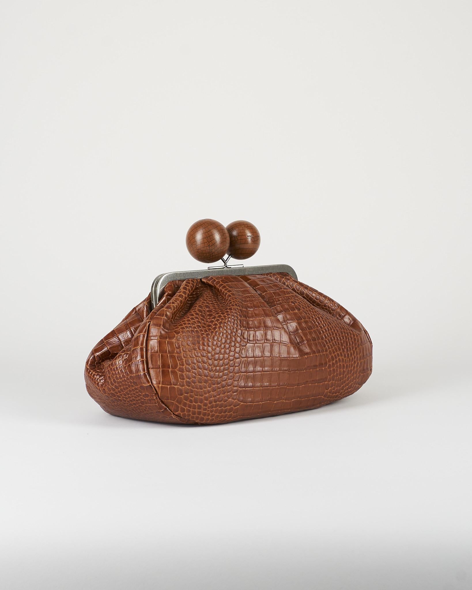 Borsa Pasticcino Bag Cuoio medium in pelle con stampa cocco WKAALISSO 1 MAX MARA WEEKEND 