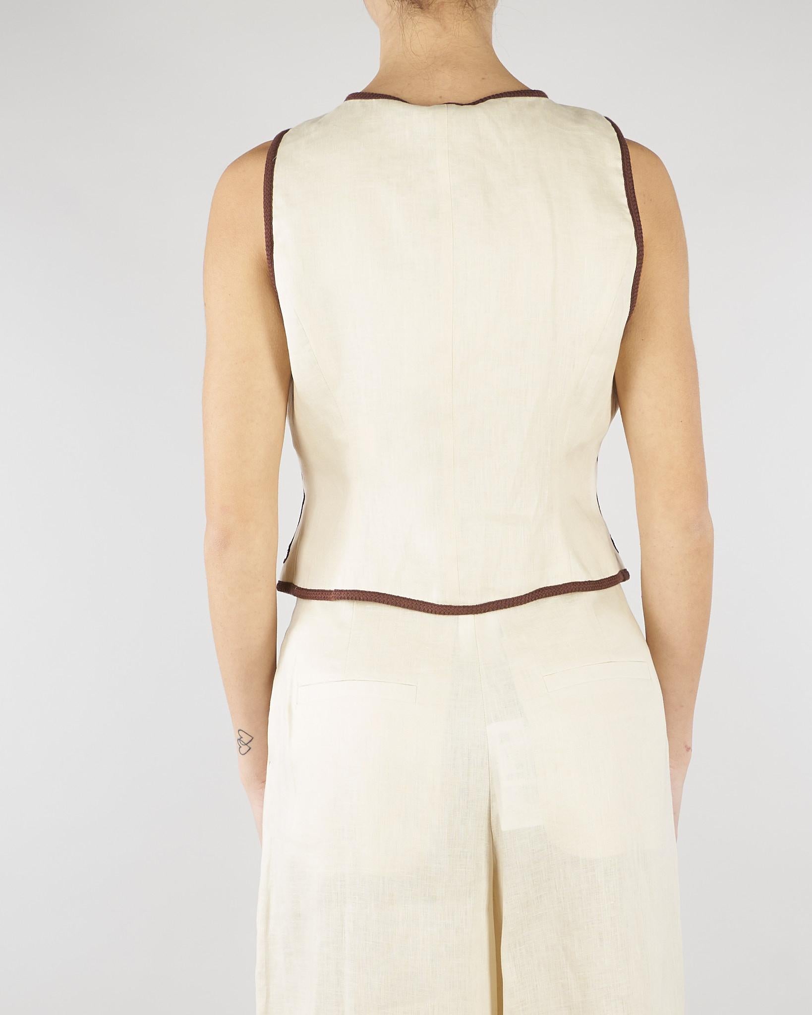Gilet Panna ricamato in lino MLLAEROVIA 3 MARELLA 