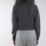 Cardigan in pura lana e cashmere con collo in vera pelliccia Vanise'