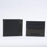 Gift box con portafoglio e portacarte in pelle con inserti in nylon e logo lettering Emporio Armani