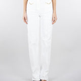 Jeans dritto Avorio in bull di cotone con accessori gold PJ25D61E2 360 ELISABETTA FRANCHI 