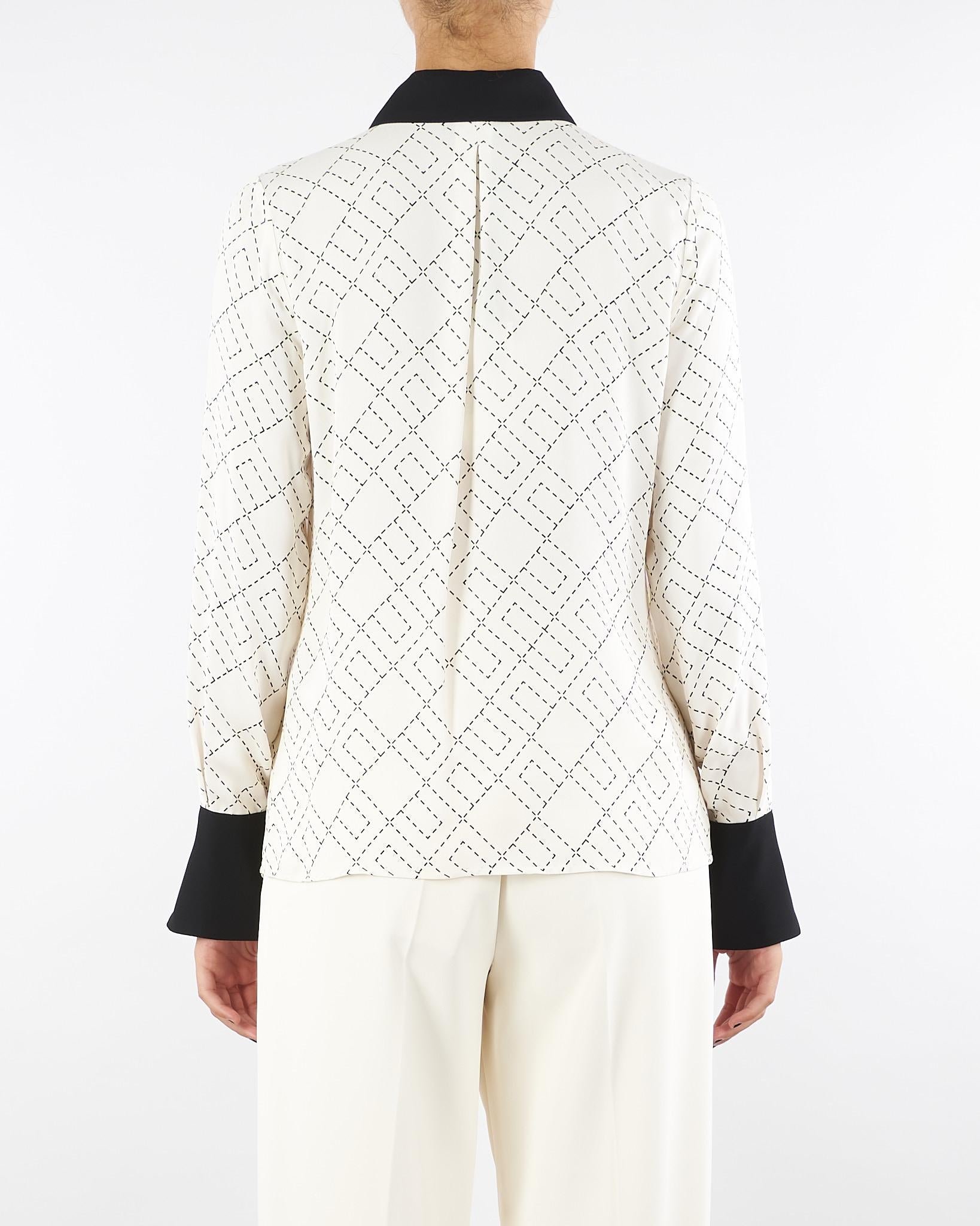 Camicia Milk-Nero in georgette con stampa bi-color CA10456E2 EF1 ELISABETTA FRANCHI 