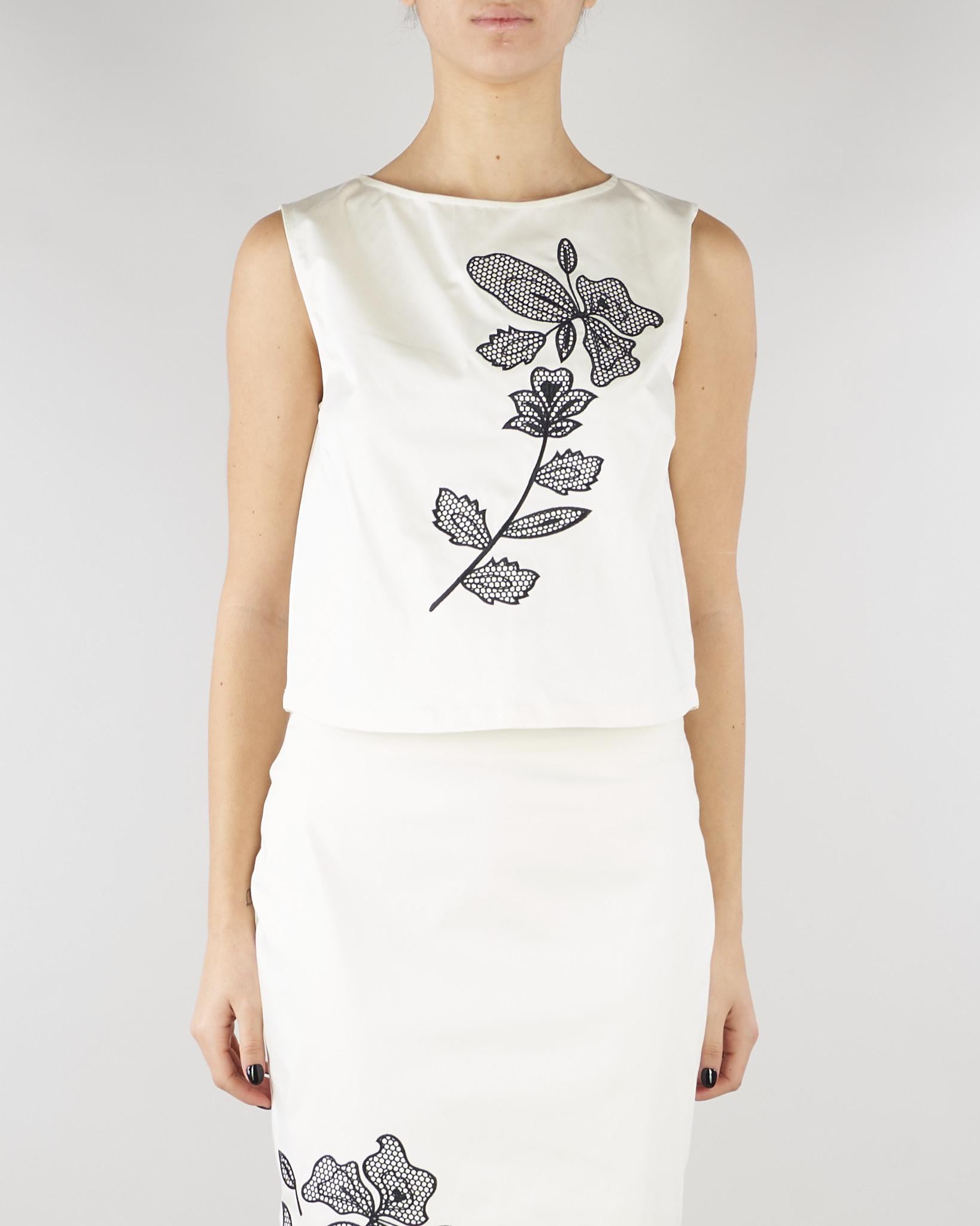 Top Bianco in cotone con ricamo PBPPATTO 1 PENNY BLACK 